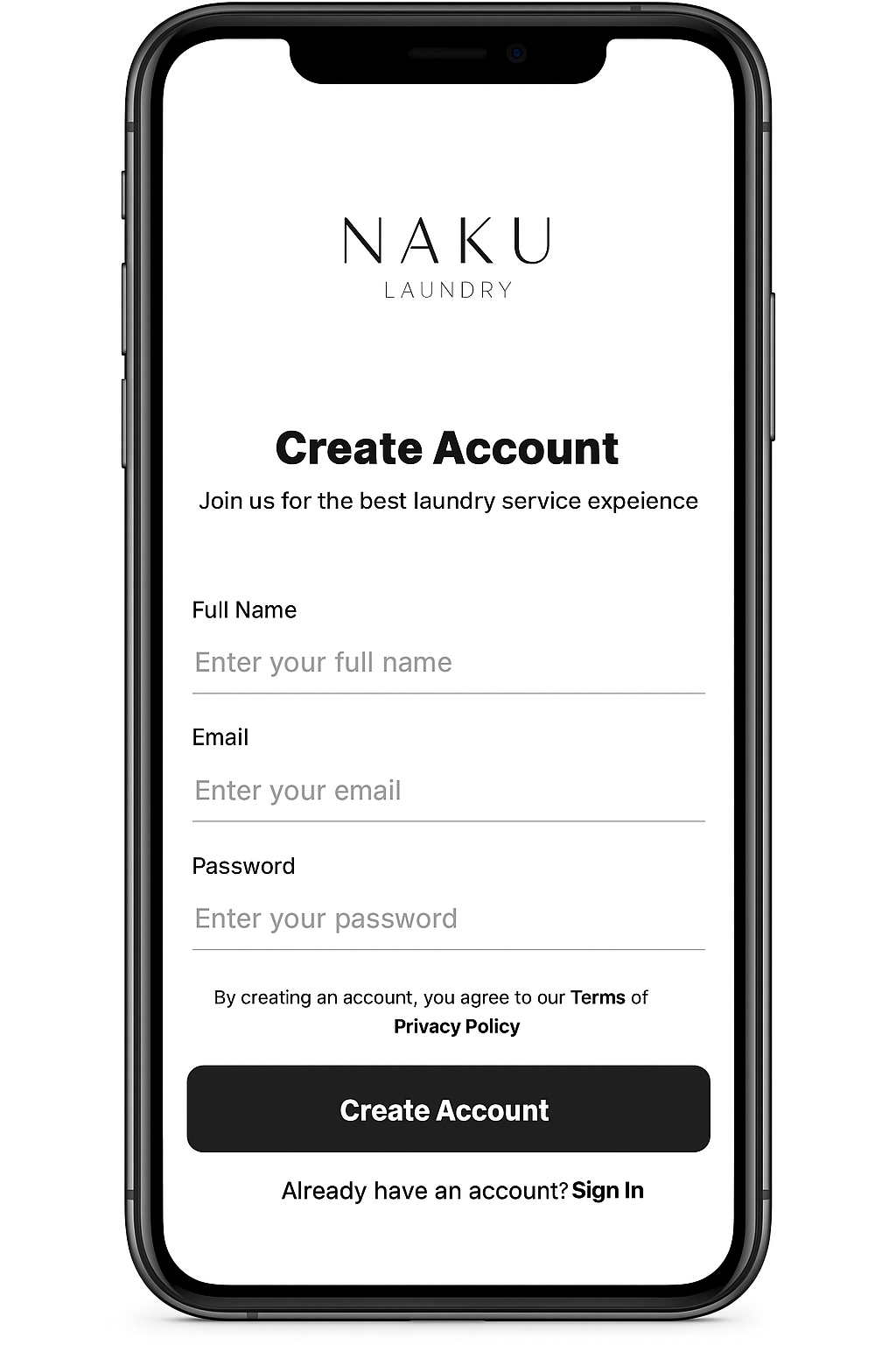 Naku laundry Mobile App 3